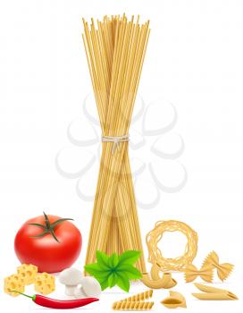 pasta with vegetables vector illustration isolated on white background