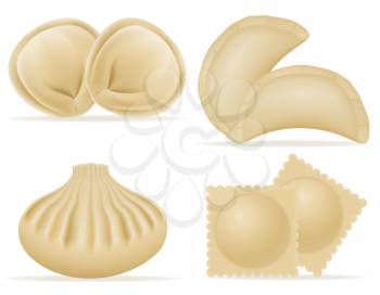 dumplings of dough with a filling set icons vector illustration isolated on white background
