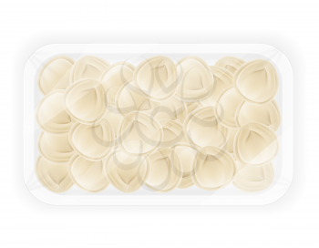 dumplings pelmeni of dough with a filling in packaged vector illustration isolated on white background