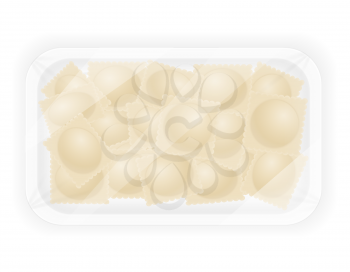 dumplings ravioli of dough with a filling in packaged vector illustration isolated on white background
