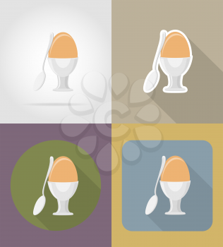 egg with a spoon objects and equipment for the food vector illustration isolated on background