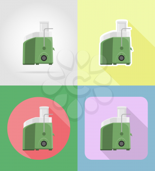 juicer household appliances for kitchen flat icons vector illustration isolated on background