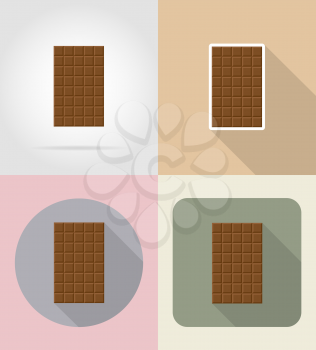 chocolate bar food and objects flat icons vector illustration isolated on background