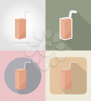 juice packaging drink and objects flat icons vector illustration isolated on background