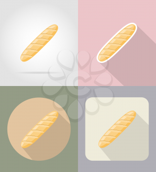 bread loaf food and objects flat icons vector illustration isolated on background
