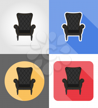armchair furniture set flat icons vector illustration isolated on white background