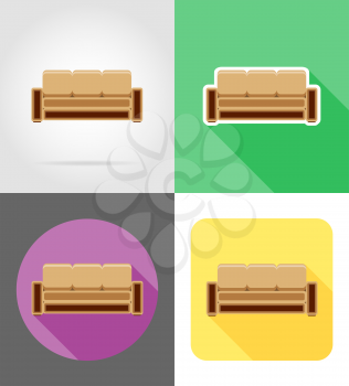 sofa furniture set flat icons vector illustration isolated on white background