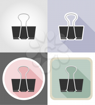 clip stationery equipment set flat icons vector illustration isolated on white background
