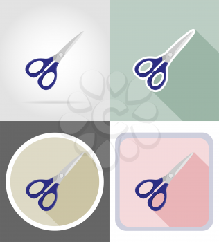 scissors stationery equipment set flat icons vector illustration isolated on white background