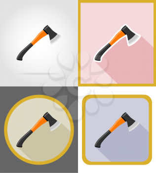 ax repair and building tools flat icons vector illustration isolated on white background