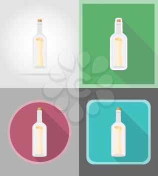 message in the bottle flat icons vector illustration isolated on background