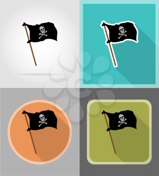 pirate flag flat icons vector illustration isolated on background