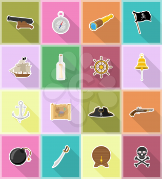 pirate flat icons vector illustration isolated on white background