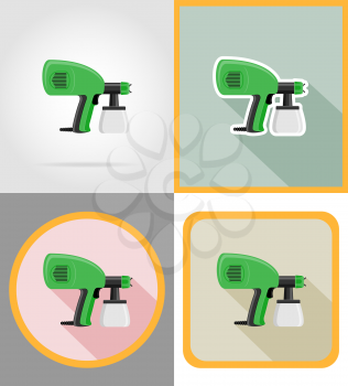 electric airbrush tools for construction and repair flat icons vector illustration isolated on background