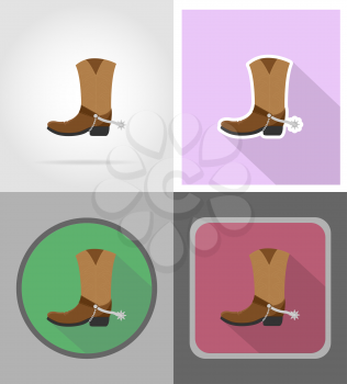 cowboy boots wild west flat icons vector illustration isolated on background