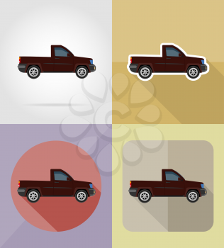pick-up transport flat icons vector illustration isolated on background