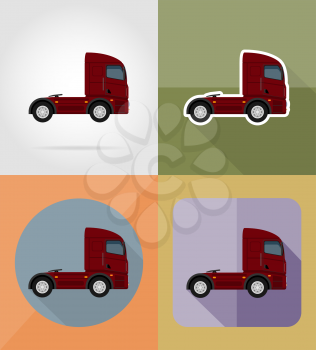 truck for transportation cargo flat icons vector illustration isolated on background