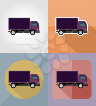 truck for transportation cargo flat icons vector illustration isolated on background