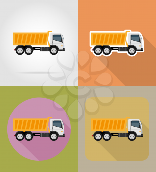 tipper truck for construction flat icons vector illustration isolated on background