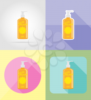 sun cream flat icons vector illustration isolated on background