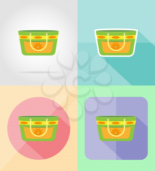 beach bag flat icons vector illustration isolated on background