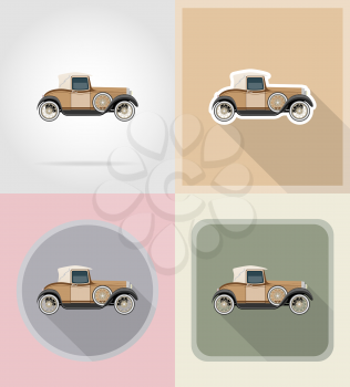 old retro car flat icons vector illustration isolated on background