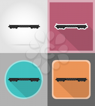 railway carriage train flat icons vector illustration isolated on background