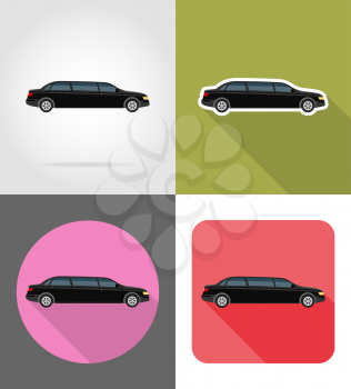 car limousine flat icons vector illustration isolated on background
