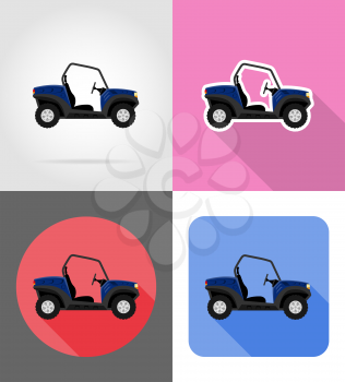 atv car buggy off roads flat icons vector illustration isolated on background