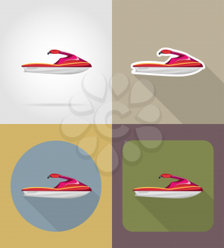 aquabike flat icons vector illustration isolated on background