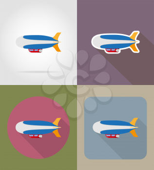 zeppelin flat icons vector illustration isolated on background