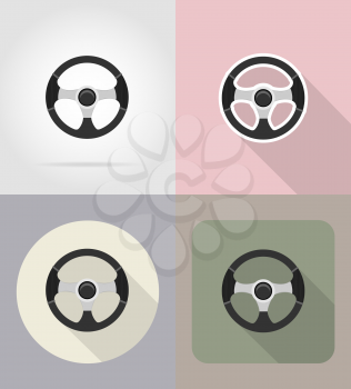 car steering wheel flat icons vector illustration isolated on background