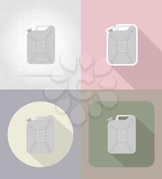 metallic jerrycan flat icons vector illustration isolated on background