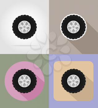 wheel for car flat icons vector illustration isolated on background