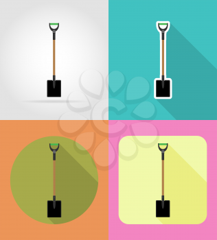 gardening tool shovel flat icons vector illustration isolated on background