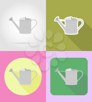 gardening metal watering can flat icons vector illustration isolated on background