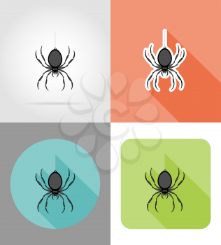 spider flat icons vector illustration isolated on background