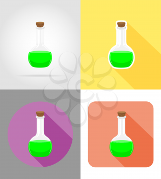 glass test tube flat icons vector illustration isolated on background