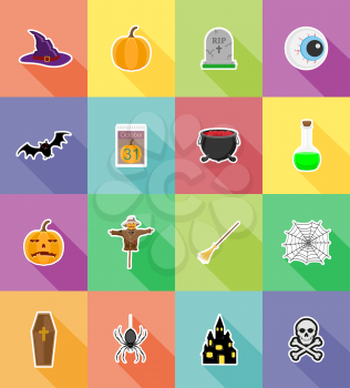 halloween flat icons vector illustration isolated on background