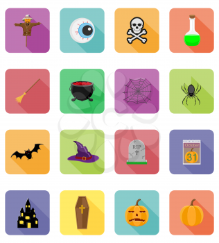 halloween flat icons vector illustration isolated on background