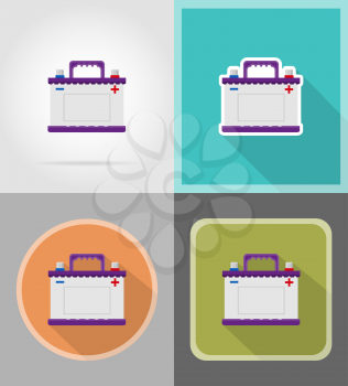 car battery flat icons vector illustration isolated on background