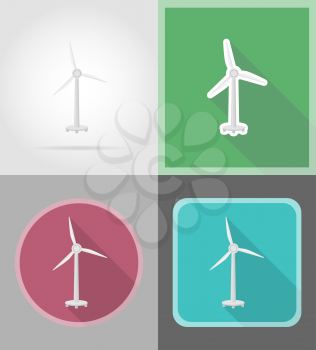 wind turbine flat icons vector illustration isolated on background