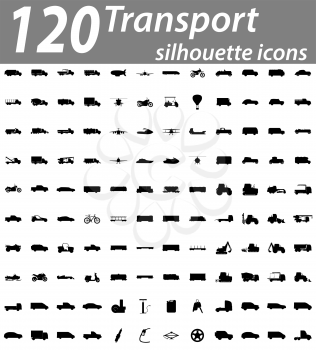transport silhouette flat icons vector illustration isolated on background