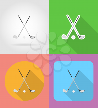 golf club and ball flat icons vector illustration isolated on background