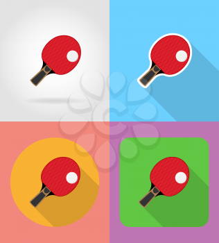 racket and ball for table tennis ping pong flat icons vector illustration isolated on background