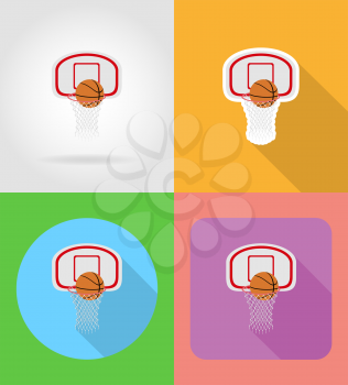 basketball basket and ball flat icons vector illustration isolated on background