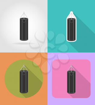 punching bag for boxing flat icons vector illustration isolated on background