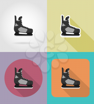 hockey skates flat icons vector illustration isolated on background