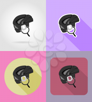 hockey helmet flat icons vector illustration isolated on background