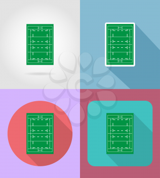 field for rugby flat icons vector illustration isolated on background